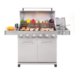 Monument Grills 6-Burner Propane Gas Grill In Stainless With LED Controls, Rotisserie Kit, And Side Burner -Kitchen BBQ Sale 77352 04