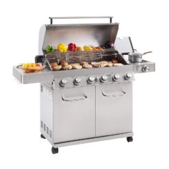 Monument Grills 6-Burner Propane Gas Grill In Stainless With LED Controls, Rotisserie Kit, And Side Burner -Kitchen BBQ Sale 77352 05