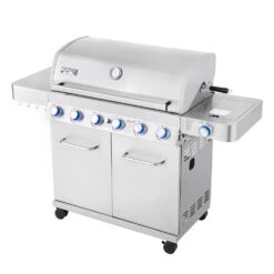 Monument Grills 6-Burner Propane Gas Grill In Stainless With LED Controls, Rotisserie Kit, And Side Burner -Kitchen BBQ Sale 77352 06