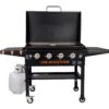 Blackstone Griddle Original 36-Inch 4-Burner Freestanding Propane Gas Commercial Style Flat Top Griddle With Hood 1 Blackstone Griddle Original 36-Inch 4-Burner Freestanding Propane Gas Commercial Style Flat Top Griddle With Hood -Kitchen BBQ Sale Blackstone 2151 4 burner griddle open 2