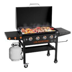 Blackstone Griddle Original 36-Inch 4-Burner Freestanding Propane Gas Commercial Style Flat Top Griddle With Hood -Kitchen BBQ Sale Blackstone 2151 4 burner griddle open