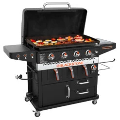 Blackstone Griddle Patio Cabinet 36-in 4-Burner Freestanding Propane Gas Commercial Style Flat Top Grill With Air Fryer