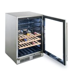 Blaze 24-Inch 5.5 Cu. Ft. Outdoor Rated Beverage Cooler With Glass Door 21 Blaze 24-Inch 5.5 Cu. Ft. Outdoor Rated Beverage Cooler With Glass Door -Kitchen BBQ Sale Blaze 24 Inch 5 5 Cu Ft Outdoor Rated Beverage Cooler with Glass Door AngledStockedOpen