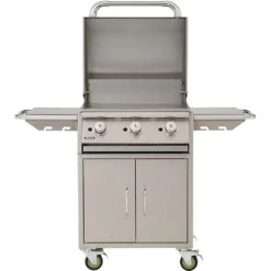 Bull BBQ 24-Inch 3-Burner Freestanding Natural Gas Commercial Style Flat Top Griddle -Kitchen BBQ Sale Bull BBQ 24 Inch Freestanding Propane Gas Commercial Style Flattop Griddle 73008 Front Open