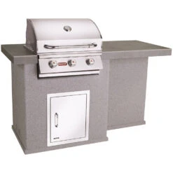 Bull BBQ Fully-Assembled 6 Ft. El Dorado BBQ Island With 25-Inch Steer Premium Grill And Vertical Door - Grey Stucco