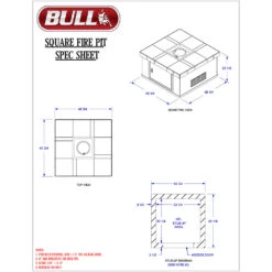 Bull BBQ Fully-Assembled 42-Inch 35,000 BTU Large Square Gas Fire Pit - Stucco Base And Tile Countertop -Kitchen BBQ Sale Bull BBQ Fully Assembled 42 Inch 35000 BTU Large Square Gas Fire Pit 31034 BBQGrills com Spec Sheet