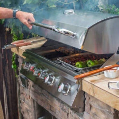 Bull BBQ Fully-Assembled 5 Ft. Master-Q BBQ Island With 30-Inch Angus Grill And 30-Inch Double Door - Stucco Base And Tile Countertop -Kitchen BBQ Sale Bull BBQ Fully Assembled 5 Ft Master Q Outdoor Kitchen Island 31004 BBQGrills com Lifestyle Cooking