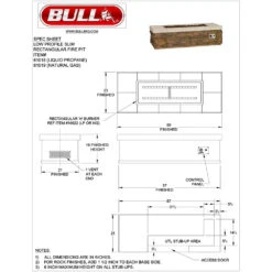 Bull BBQ Fully-Assembled 59-Inch 35,000 BTU Low Profile Slim Rectangle Gas Fire Pit - Rock Base And Tile Countertop -Kitchen BBQ Sale Bull BBQ Fully Assembled 59 Inch 35000 BTU Low Profile Slim Rectangle Gas Fire Pit 61018 BBQGrills com Spec Sheet