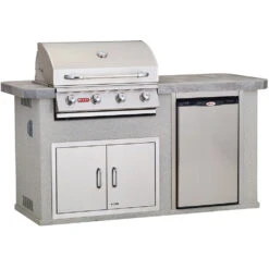 Bull BBQ Fully-Assembled 6 Ft. Power-Q BBQ Island With 30-Inch Outlaw Grill, Fridge And 30-Inch Double Door - Stucco Base And Tile Countertop -Kitchen BBQ Sale Bull BBQ Fully Assembled 6 Ft Power Q BBQ Island with 30 Inch Outlaw Grill Fridge and Double Door Stucco Base and Tile Counte Closed