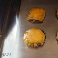 Bull BBQ Slide-In Removable Stainless Steel Griddle Plate - Fits All Bull BBQ Grills - Replaces Two Cooking Grates -Kitchen BBQ Sale Bull BBQ Slide In Removable Stainless Steel Griddle Plate 97020 Burgers On Griddle