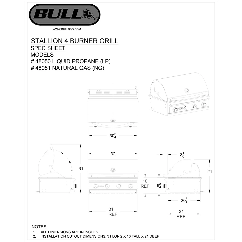 Bull BBQ Stallion 30-Inch 4-Burner Built-In Natural Gas Grill - Open Box 4 Bull BBQ Stallion 30-Inch 4-Burner Built-In Natural Gas Grill - Open Box - Image 2