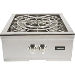 Coyote Premium Grill Cover For 60,000 BTU Power Burner -Kitchen BBQ Sale Coyote Built In Natural Gas 60000 BTU High Performance Power Burner with Wok Ring and Stainless Steel Lid C1PBNG