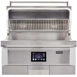 Coyote Touch-Screen Controlled 36-Inch 304 Stainless Steel Built-In Pellet Grill -Kitchen BBQ Sale Coyote C1P36 Touch Screen Controlled 36 Inch 304 Stainless Steel Built In Pellet Grill Open