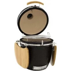 Coyote 18-Inch Asado Ceramic Kamado Grill -Kitchen BBQ Sale Coyote Grill Asado Ceramic Kamado Grill C1CHCS Side View Shelves Up