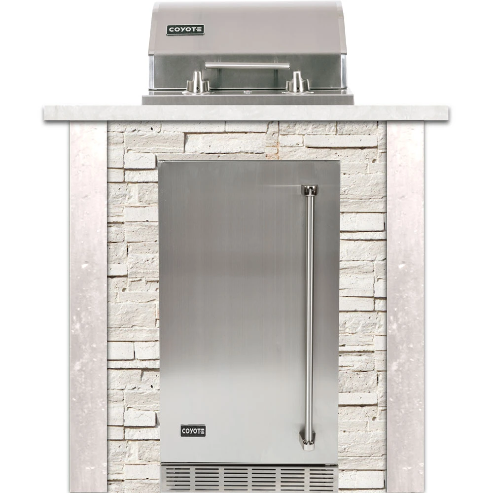 Coyote Ready-To-Assemble 3 Ft. Outdoor Kitchen Island For Electric Grill And Refrigerator - White Stacked Stone 3 Coyote Ready-To-Assemble 3 Ft. Outdoor Kitchen Island For Electric Grill And Refrigerator - White Stacked Stone