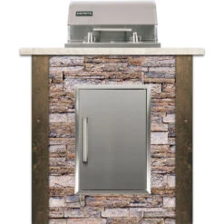 Coyote Ready-To-Assemble 3 Ft. Outdoor Kitchen Island For Electric Grill And Access Door - Brown Stacked Stone