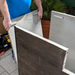 Coyote Ready-To-Assemble 6 Ft. Outdoor Kitchen Island For Natural Gas Grill And Access Door - White Stacked Stone -Kitchen BBQ Sale Coyote Ready To Assemble 3 Ft Outdoor Kitchen Island with 18 Inch Electric Grill and Access Door Brown Stacked Stone RTAC E3F SB Panels 2