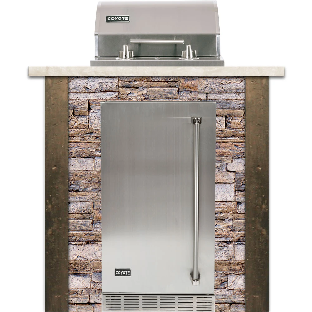Coyote Ready-To-Assemble 3 Ft. Outdoor Kitchen Island For Electric Grill And Refrigerator - Brown Stacked Stone 3 Coyote Ready-To-Assemble 3 Ft. Outdoor Kitchen Island For Electric Grill And Refrigerator - Brown Stacked Stone