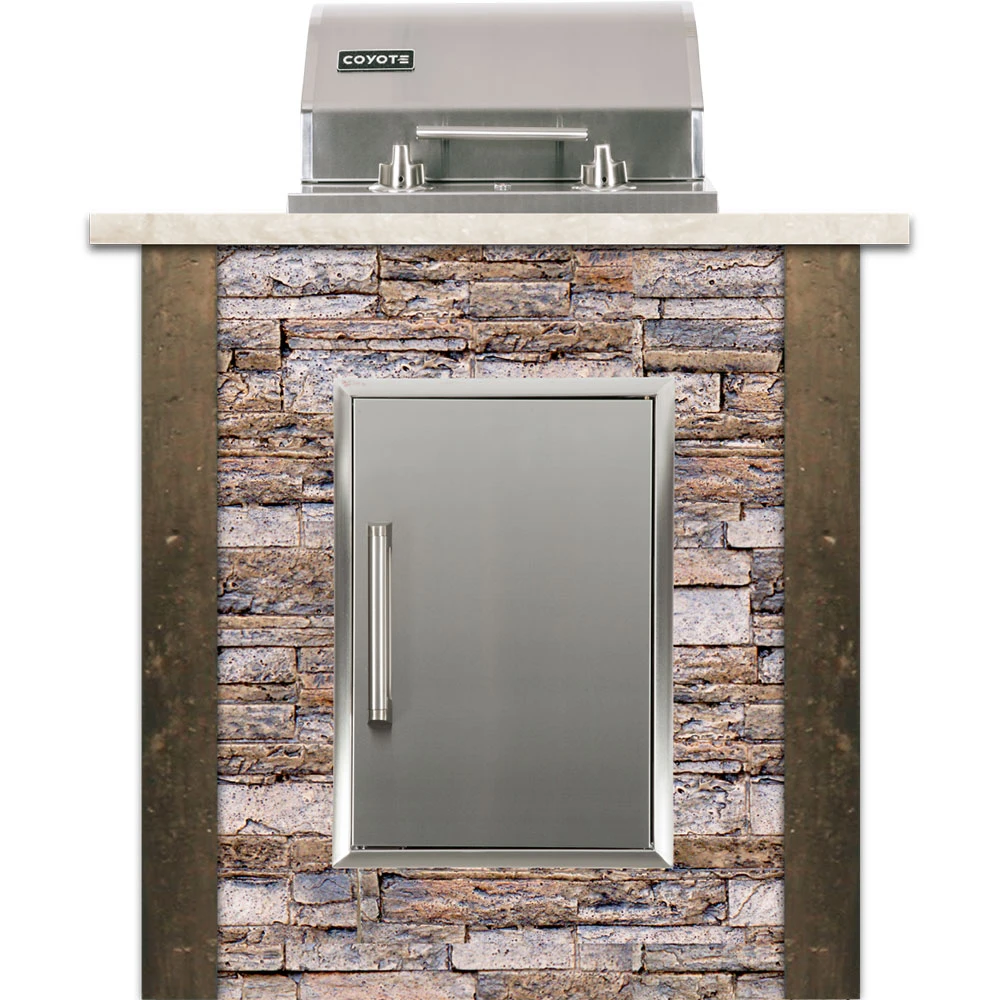 Coyote Ready-To-Assemble 3 Ft. Outdoor Kitchen Island For Electric Grill And Access Door - Brown Stacked Stone 3 Coyote Ready-To-Assemble 3 Ft. Outdoor Kitchen Island For Electric Grill And Access Door - Brown Stacked Stone