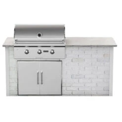 Coyote Ready-To-Assemble 6 Ft. Outdoor Kitchen Island For C-Series Gas Grill And Access Door - White Reclaimed Brick