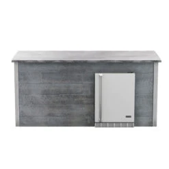 Coyote Ready-To-Assemble 8 Ft. Outdoor Kitchen Island For 24-Inch Outdoor Refrigerator On Right - Gray Weathered Wood