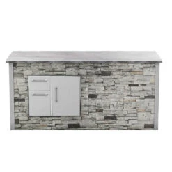 Coyote Ready-To-Assemble 8 Ft. Outdoor Kitchen Island For Door & Drawer Combo On Left - Gray Stacked Stone