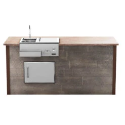 Coyote Ready-To-Assemble 8 Ft. Outdoor Kitchen Island For Refreshment Center And Access Door On Left - Brown Weathered Wood