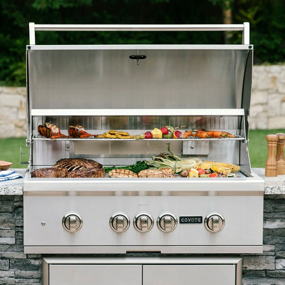 Coyote S-Series 36-Inch 4-Burner Built-In Natural Gas Grill With RapidSear Infrared Burner And Rotisserie 4 Coyote S-Series 36-Inch 4-Burner Built-In Natural Gas Grill With RapidSear Infrared Burner And Rotisserie - Image 2