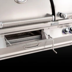 Fire Magic Aurora A830i 48-Inch Built-In Natural Gas & Charcoal Combo Grill With Rear Burner And Infrared Burner 17 Fire Magic Aurora A830i 48-Inch Built-In Natural Gas & Charcoal Combo Grill With Rear Burner And Infrared Burner -Kitchen BBQ Sale FM Closeup Aurora 830 Charcoal Door