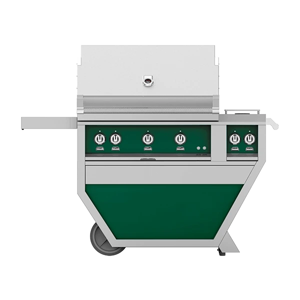 Hestan 36-Inch 3-Burner Freestanding Natural Gas Grill With Infrared Rotisserie Burner On Deluxe Cart With Double Side Burner - Grove 3 Hestan 36-Inch 3-Burner Freestanding Natural Gas Grill With Infrared Rotisserie Burner On Deluxe Cart With Double Side Burner - Grove