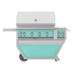 Hestan 42-Inch 4-Burner Freestanding Natural Gas Grill With All Infrared Sear Burners And Rotisserie Burner On Deluxe Cart With Double Side Burner - Bora Bora