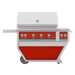 Hestan 42-Inch 4-Burner Freestanding Natural Gas Grill With Infrared Sear Burner And Rotisserie Burner On Deluxe Cart With Double Side Burner - Matador