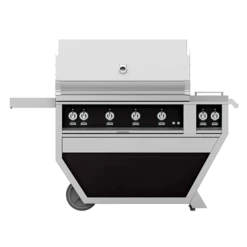 Hestan 42-Inch 4-Burner Freestanding Propane Gas Grill With All Infrared Sear Burners And Rotisserie Burner On Deluxe Cart With Double Side Burner - Stealth