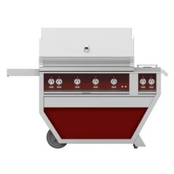 Hestan 42-Inch 4-Burner Freestanding Propane Gas Grill With Infrared Sear Burner And Rotisserie Burner On Deluxe Cart With Double Side Burner - Tin Roof