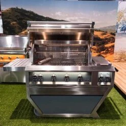 Hestan 42-Inch 4-Burner Freestanding Natural Gas Grill With Infrared Sear Burner And Rotisserie Burner On Deluxe Cart With Double Side Burner - Pacific Fog -Kitchen BBQ Sale Hestan Lifestyle Deluxe 42 10