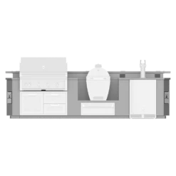 Hestan Ready-To-Assemble 12 Ft. Stainless Steel Outdoor Living Suite With Kamado Grill And Beer Dispenser Cutouts, Bar Top & Foot Rail With Stainless Steel Countertop