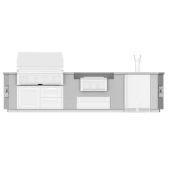 Hestan Ready-To-Assemble 12 Ft. Stainless Steel Outdoor Living Suite With Power Burner And Beer Dispenser Cutouts And Stainless Steel Countertop