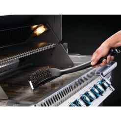 Napoleon Industrial Stainless Steel Grill Brush 9 Napoleon Industrial Stainless Steel Grill Brush -Kitchen BBQ Sale Low Res JPG 62052 IndustrialSSCleaningBrush WithScraper InUse Hook