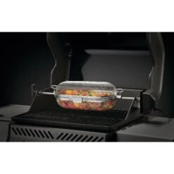 Napoleon Stainless Steel Rotisserie Grill Basket -Kitchen BBQ Sale Low Res JPG 64000 RotisserieBasket InUse Veggies