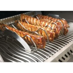 Napoleon PRO Stainless Steel Rib & Roasting Rack -Kitchen BBQ Sale Low Res JPG 70009 ss rib rack in use