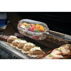 Napoleon Stainless Steel Rotisserie Grill Basket -Kitchen BBQ Sale Low Res JPG Prestige 665 Detail Rotisserie Basket in Use