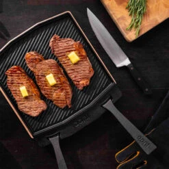 Ooni Dual-Sided Grizzler Plate 14 Ooni Dual-Sided Grizzler Plate -Kitchen BBQ Sale Ooni Dual Sided Grizzler Plate UU P0A000 Steak