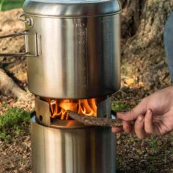 Solo Stove Pot 4000 Stainless Steel Camping Pot - 135 Ounces -Kitchen BBQ Sale POT4000 Camping Pot InUse