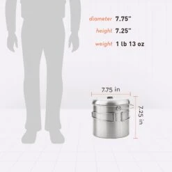 Solo Stove Pot 4000 Stainless Steel Camping Pot - 135 Ounces -Kitchen BBQ Sale POT4000 Camping Pot Specs