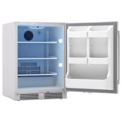 Zephyr Presrv 24-Inch 5.6 Cu. Ft. Outdoor Rated Compact Refrigerator With Locking Door 14 Zephyr Presrv 24-Inch 5.6 Cu. Ft. Outdoor Rated Compact Refrigerator With Locking Door -Kitchen BBQ Sale PRR24C01AS OD angled door open