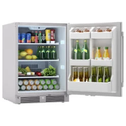 Zephyr Presrv 24-Inch 5.6 Cu. Ft. Outdoor Rated Compact Refrigerator With Locking Door 15 Zephyr Presrv 24-Inch 5.6 Cu. Ft. Outdoor Rated Compact Refrigerator With Locking Door -Kitchen BBQ Sale PRR24C01AS OD angled stocked 1