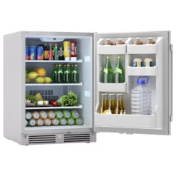 Zephyr Presrv 24-Inch 5.6 Cu. Ft. Outdoor Rated Compact Refrigerator With Locking Door 16 Zephyr Presrv 24-Inch 5.6 Cu. Ft. Outdoor Rated Compact Refrigerator With Locking Door -Kitchen BBQ Sale PRR24C01AS OD angled stocked 2 1