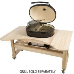 Primo Curved Cypress Kamado Table For Primo Oval XL With Ceramic Feet -Kitchen BBQ Sale Primo Curved Cypress Kamado Table for Primo Oval XL 600 Top View