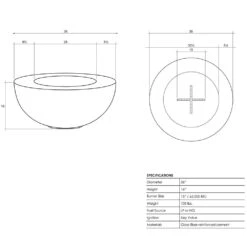 Prism Hardscapes Moderno 5 36-Inch 65,000 BTU Natural Gas Round Fire Pit Bowl - Pewter -Kitchen BBQ Sale Prism Hardscapes Fire Pits Moderno 5 PH 426 4NG 36 Inch 65000 BTU Natural Gas Round Fire Pit Bowl Pewter Spec