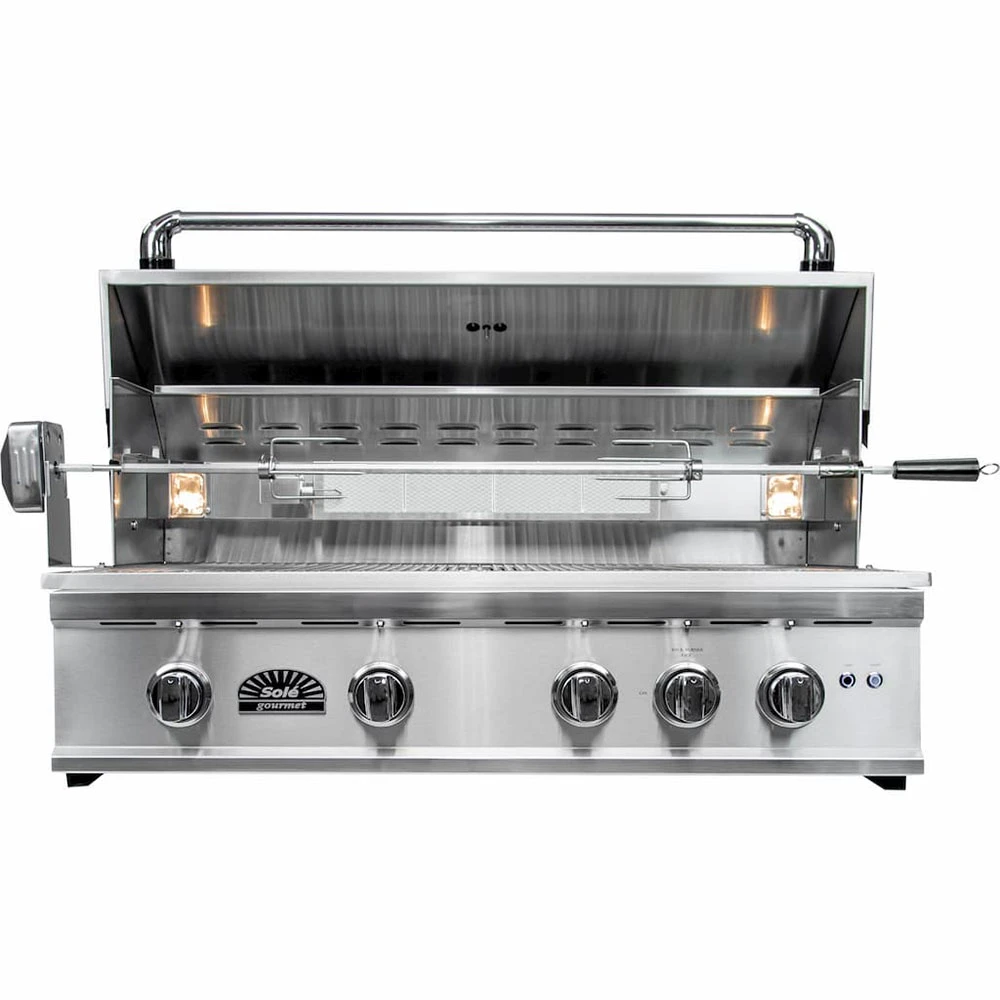 Sole Gourmet TR Series 38-Inch 4-Burner Built-In Propane Gas Grill With Rotisserie And LED Lights 3 Sole Gourmet TR Series 38-Inch 4-Burner Built-In Propane Gas Grill With Rotisserie And LED Lights